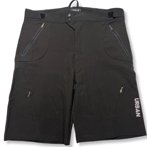 Urban Cycling Gravel Grinder 10" Soft Shell Shorts Black Zip Pocket Vents SIZE L - Picture 1 of 8